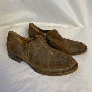 Born Brown Waxed Silvie Distressed Ankle Booties Women's Size 8M